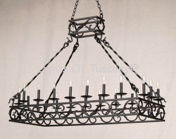 1293-20 Wrought Iron Italian Country Style Island Chandalier 