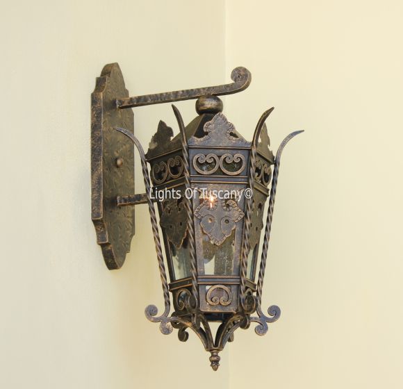 Spanish revival style outdoor wall lantern light