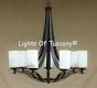 Tuscan Chandelier-Hand Forged-Wrought Iron-Alabaster 