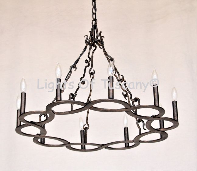 1065-10 Rustic Transitional Iron Chandelier