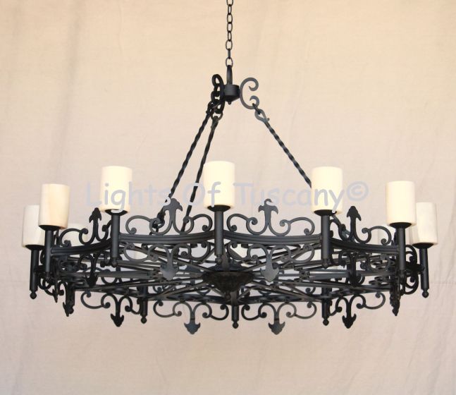 1319-12LG Spanish Revival Style Wrought Iron Chandelier