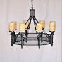 1038-8OX  Contemporary Wrought Iron Mesh Chandelier with Onyx