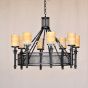 1038-8OX  Contemporary Wrought Iron Mesh Chandelier with Onyx