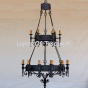1050-18 Spanish Revival Wrought Iron Chandelier