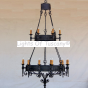 1050-18 Spanish Revival Wrought Iron Chandelier