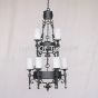 1056-9GL Spanish Style Wrought Iron Chandelier with glass candles