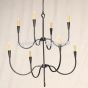 1184-8 Rustic Style 2 Tier Forged Iron Chandelier