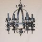 1238-4 Rustic Spanish Revival Style Iron Chandelier  Castle Light Medieval Revival