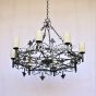 1314-8GL Spanish Revival Iron Chandelier with glass candles