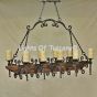 Country Italian-Log Cabin-Tuscan Chandelier-Hand Forged-Wrought Iron- Wood- Pot rack 	