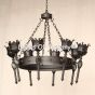 1716-8 Wrought Iron Castle Gothic Style Torch Chandelier