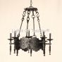 19th century style chandelier, gothic chandelier, gothic revival chandelier, Spanish gothic chandelier, iron gothic style chandelier, iron chandelier, vintage chandelier
