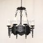1731-8 Gothic Style Wrought Iron Chandelier with glass candles