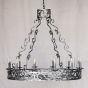 1842-12 Tuscan Mediterranean Style Wrought Iron Scroll Chandelier