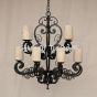 1919-12 Wrought Iron Spanish Style Chandelier