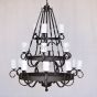 Mediterranean style iron chandelier, great room iron chandelier, large wrought iron chandelier, 3 tier chandelier, Spanish Style Chandelier, Tuscan Style Chandelier, Wrought Iron Chandelier, Commercial grade chandelier, rustic style chandelier, transition