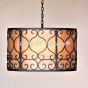 Spanish Revival Pendant Light, Mediterranean Style Pendant Light, Wrought Iron Pendant Light, Spanish Pendant Light, Pendant, Drum Light, Wrought Iron Drum Light, Transitional Style Drum Light