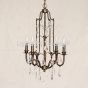 3545-6 Transitional Spanish Style Wrought Iron Chandelier with Crystals