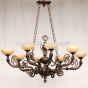 4227-8 European Antique Brass Style Chandelier with Real Stone Shades