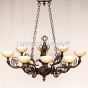 4227-8 European Antique Brass Style Chandelier with Real Stone Shades