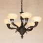 4243-6ALB European Cast Brass Chandelier with Genuine Stone Shades