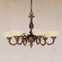 4250-6ALB European Antique Style Cast Brass Chandelier with Genuine Stone Shades