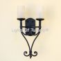 5080-2GLS Spanish Transitional Style Wrought Iron Double Wall Light Sconce with Glass Candles