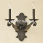 Rustic Tuscan/Mediterranean Style Double Wall Wrought Iron Sconce