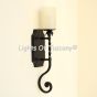 5258-1GLS Transitional Style Hand Forged Wrought Iron Wall Sconce with glass candle