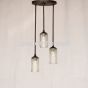 6128-3 Wrought Iron Modern Style 3 Pendant Cluster Hanging Light with Glass Candles