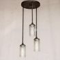 6128-3 Wrought Iron Modern Style 3 Pendant Cluster Hanging Light with Glass Candles