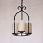6521-3GL Rustic Mediterranean Style Iron Mini Chandelier with Glass Candles