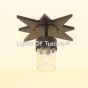 6563-1CL Wrought Iron Star Flush Ceiling Light With Crackle Glass