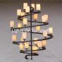Spiral- Contemporary Wrought Iron Chandelier with Onyx 
