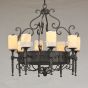 1213-8 Spanish/Mediterranean Style Iron Chandelier Vintage 