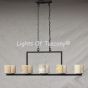 1536-10 Contemporary Wrought Iron Linear Chandelier with genuine onyx candle cups
