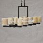1536-10 Contemporary Wrought Iron Linear Chandelier with genuine onyx candle cups