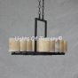 1536-10 Contemporary Wrought Iron Linear Chandelier with genuine onyx candle cups