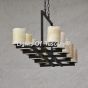 1536-10 Contemporary Wrought Iron Linear Chandelier with genuine onyx candle cups