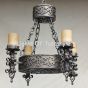 1239-4 Spanish Revival Style Wrought Iron Chandelier Vintage Rustic