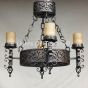 1239-4 Spanish Revival Style Wrought Iron Chandelier Vintage Rustic
