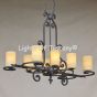 1161-8 Spanish Mediterranean Style Wrought Iron Chandelier with Glass Candles