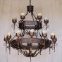 1259-18ONX Gothic Revival Style Wrought Iron 2 Tier Chandelier with Onyx Stone Shades