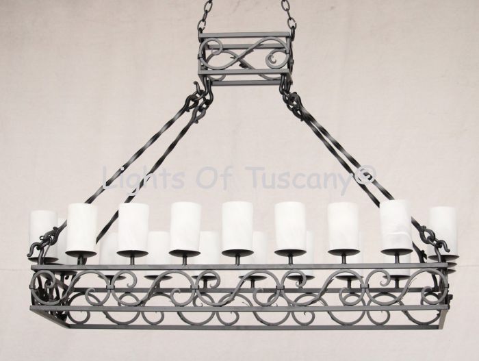 1294-20 Wrought Iron Italian Country Style Island Chandelier