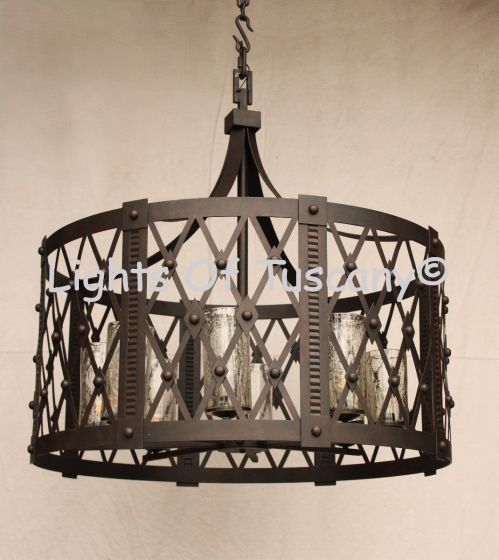 wrought iron pendant light, wrought iron chandelier ,rustic iron chandelier, round hanging light,  rustic round chandelier, drum pendant light, drum light, drum hanging light, dining table light, restaurant hanging light, decorative lighting, accent light