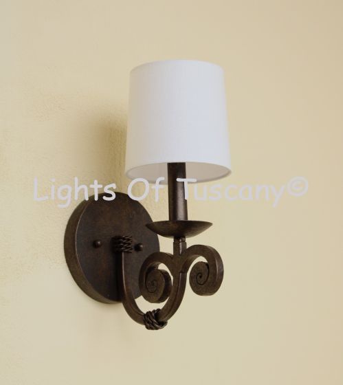 5109-1SHD Spanish Transitional Style Wall Sconce with Linen Shade