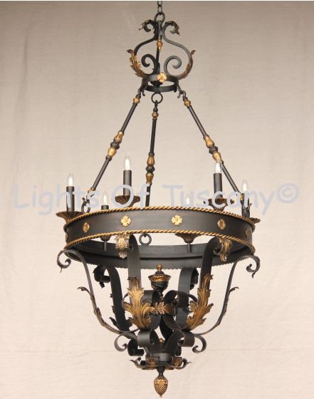 3158-6 Wrought Iron Italian Tuscan Mediterranean Style Chandelier