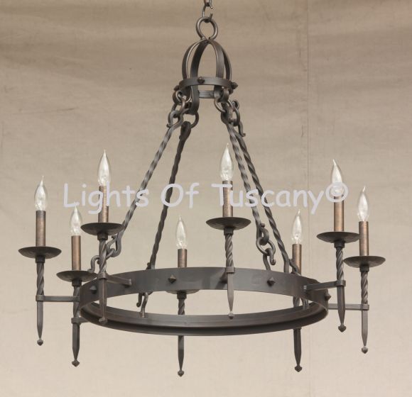 1085-8 Spanish Style Wrought Iron Chandelier