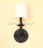 5010-1SHD French Country Style Wrought Iron Wall Sconce Light with Off White Shade