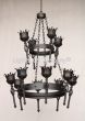 1717-12 Wrought Iron Castle Gothic Style Torch Chandelier